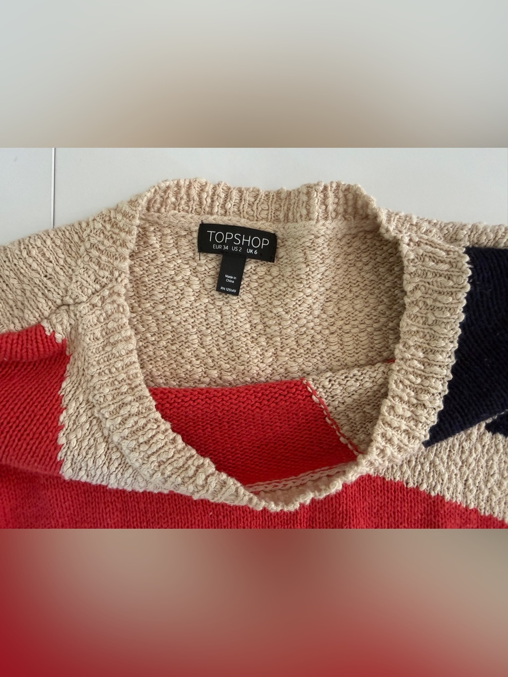 Vintage Topshop Abstract Union Jack Pullover Sweater - US 2 - Picture 2 of 6